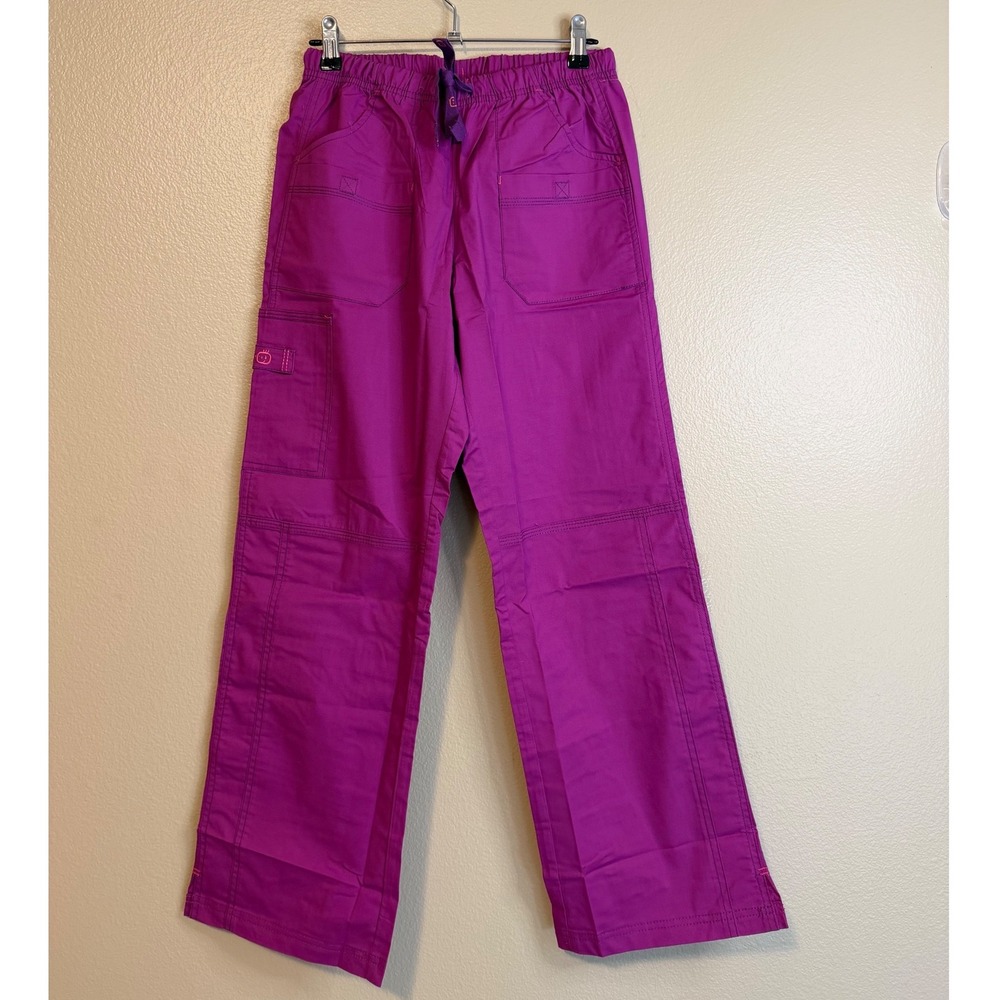Wink Womens Scrub Pants XSP Magenta Purple Cargo Elastic Waist